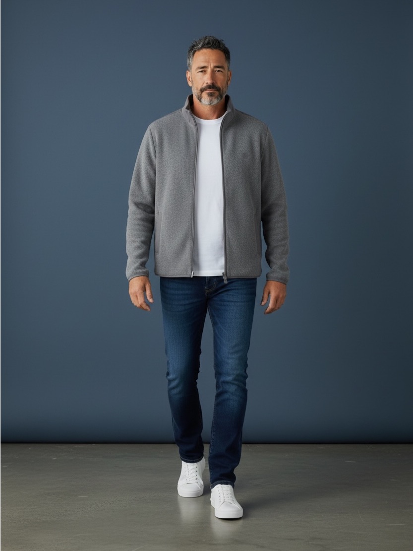 Vuori Men’s Aspen Full Zip Heather Grey Cozy Fleece